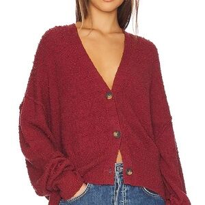 Free People Deep Red Cardigan Sweater